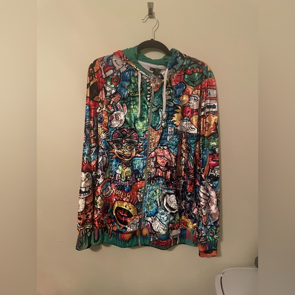 Electro Threads Crushed Velvet 90s Nostalgia Hoodie Jacket Unisex Size M - Picture 1 of 5